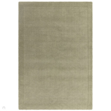 York Modern Plain Textured Subtle Ribbed Stripe Contrasting Smooth Border Handwoven Wool Loop Pile Muted Sage Rug-Asiatic Carpets-Rug Love - The Most Loved Rug Store